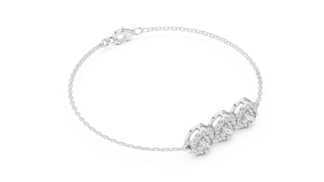 1.29CT EF VS/SI Lab Grown Certified Round Cut Diamond Chain Wedding Bracelet For Women's 14K Yellow Gold