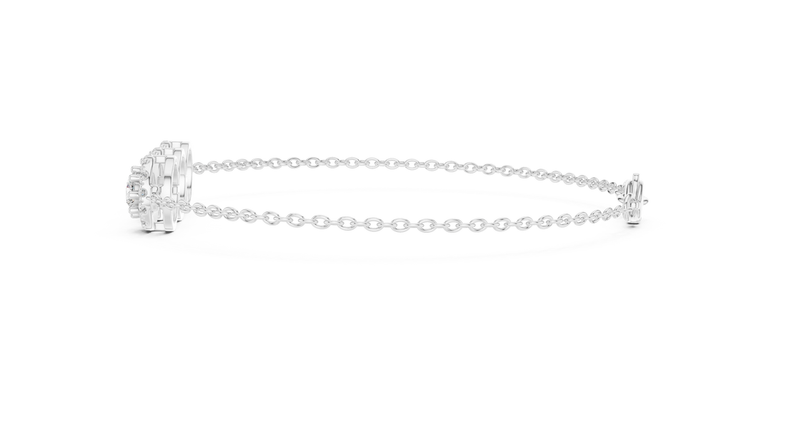 1.29CT EF VS/SI Lab Grown Certified Round Cut Diamond Chain Wedding Bracelet For Women's 14K Yellow Gold