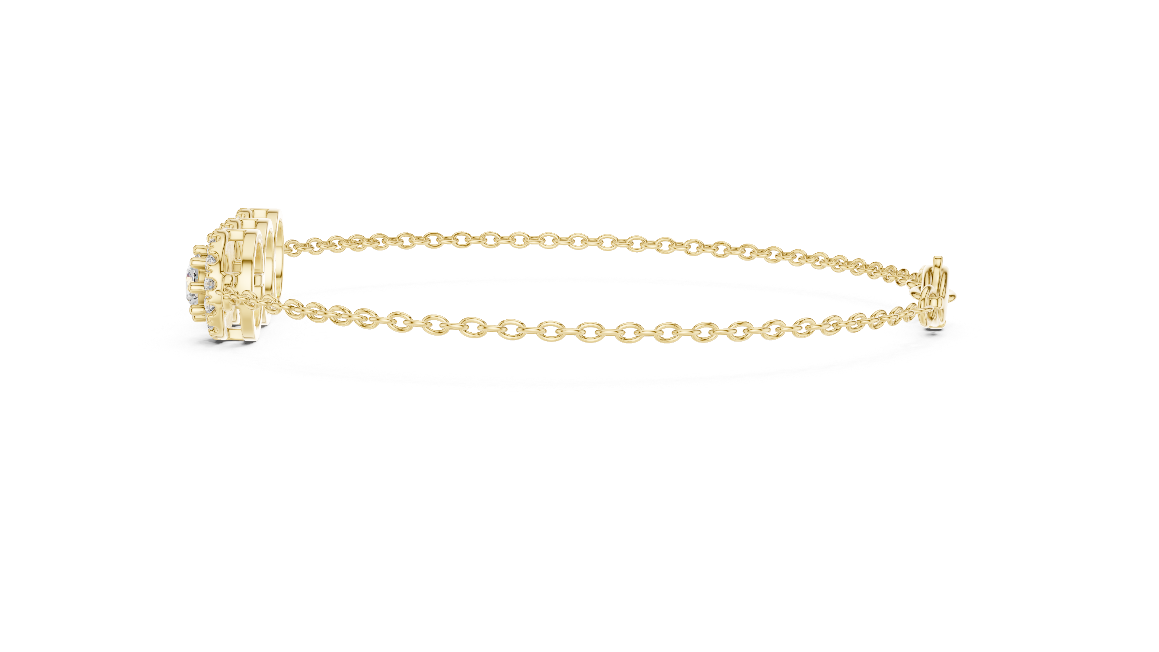1.29CT EF VS/SI Lab Grown Certified Round Cut Diamond Chain Wedding Bracelet For Women's 14K Yellow Gold