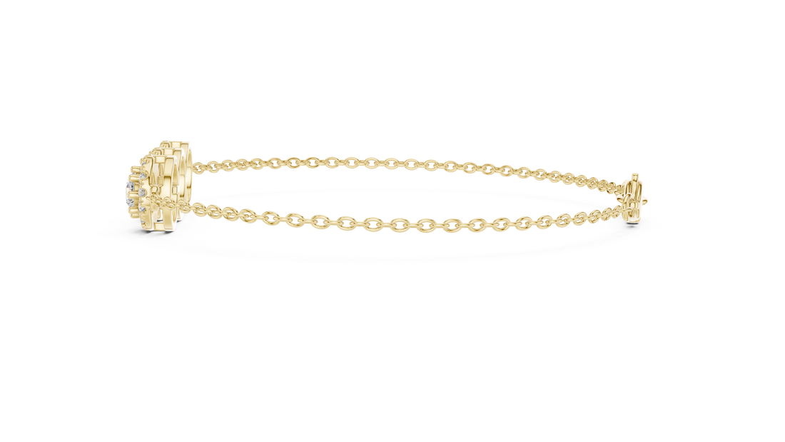 1.29CT EF VS/SI Lab Grown Certified Round Cut Diamond Chain Wedding Bracelet For Women's 14K Yellow Gold