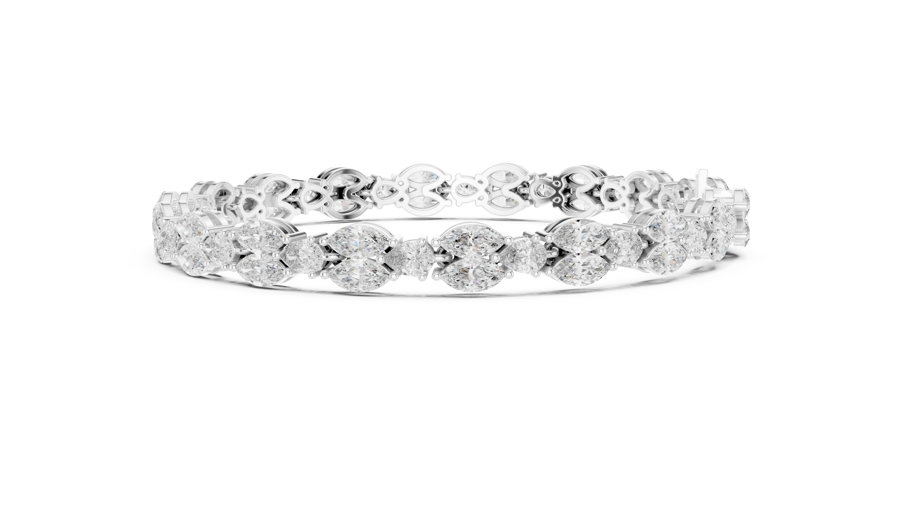 Marquise/Pear Cut Lab Grown Certified Diamond EF VS/SI Tennis Wedding Bracelet For Women's 14K White Gold