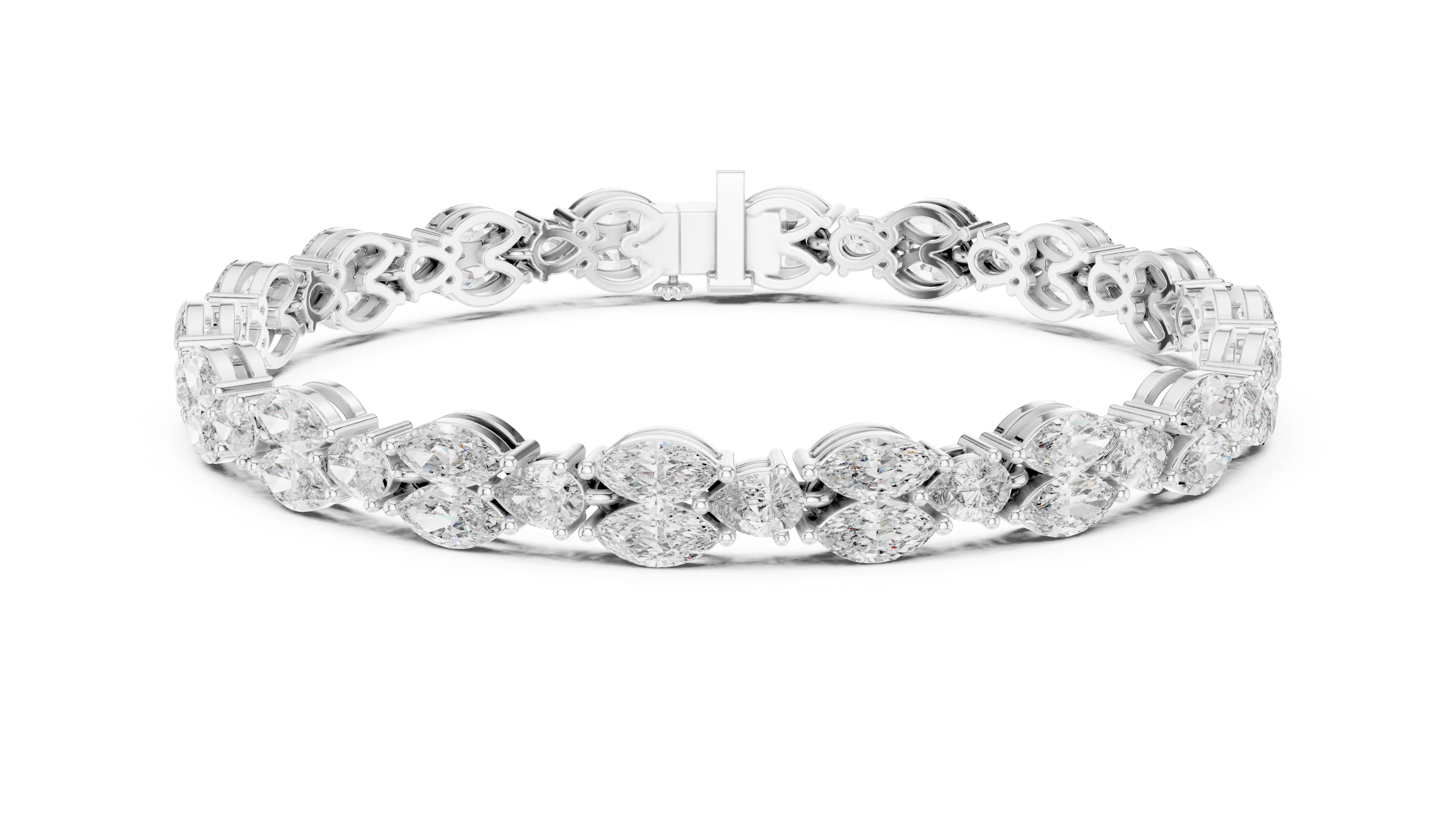 Marquise/Pear Cut Lab Grown Certified Diamond EF VS/SI Tennis Wedding Bracelet For Women's 14K White Gold