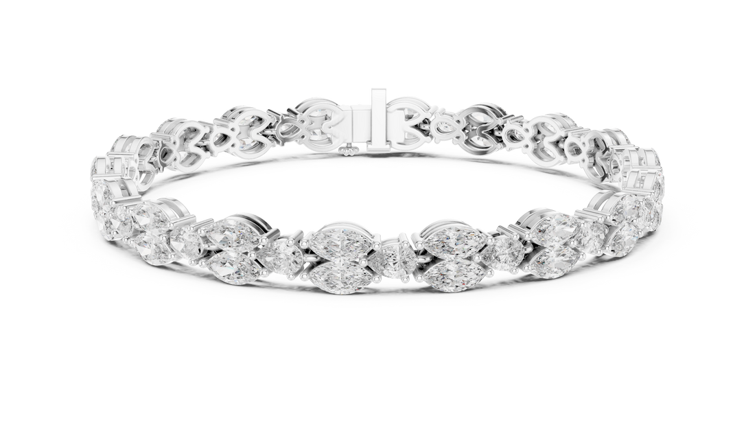 Marquise/Pear Cut Lab Grown Certified Diamond EF VS/SI Tennis Wedding Bracelet For Women's 14K White Gold