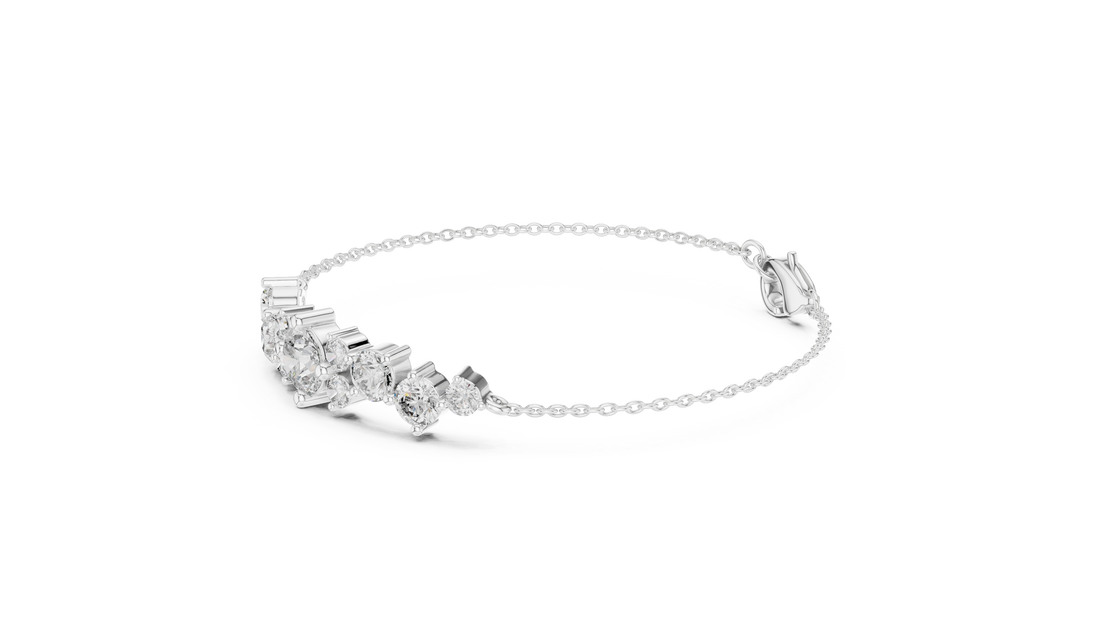 3.03 CT EF VS/SI Lab Grown Certified Round Cut Diamond Chain Wedding Bracelet For Women's 14K Rose Gold