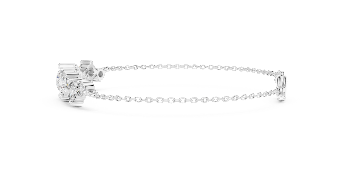 3.03 CT EF VS/SI Lab Grown Certified Round Cut Diamond Chain Wedding Bracelet For Women's 14K Rose Gold