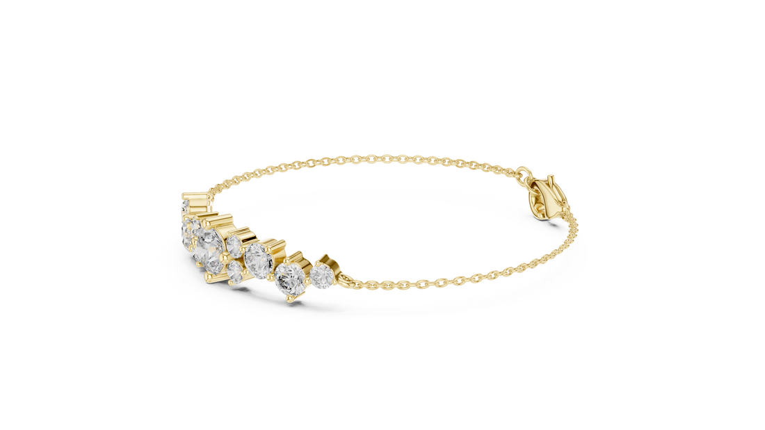 3.03 CT EF VS/SI Lab Grown Certified Round Cut Diamond Chain Wedding Bracelet For Women's 14K Rose Gold