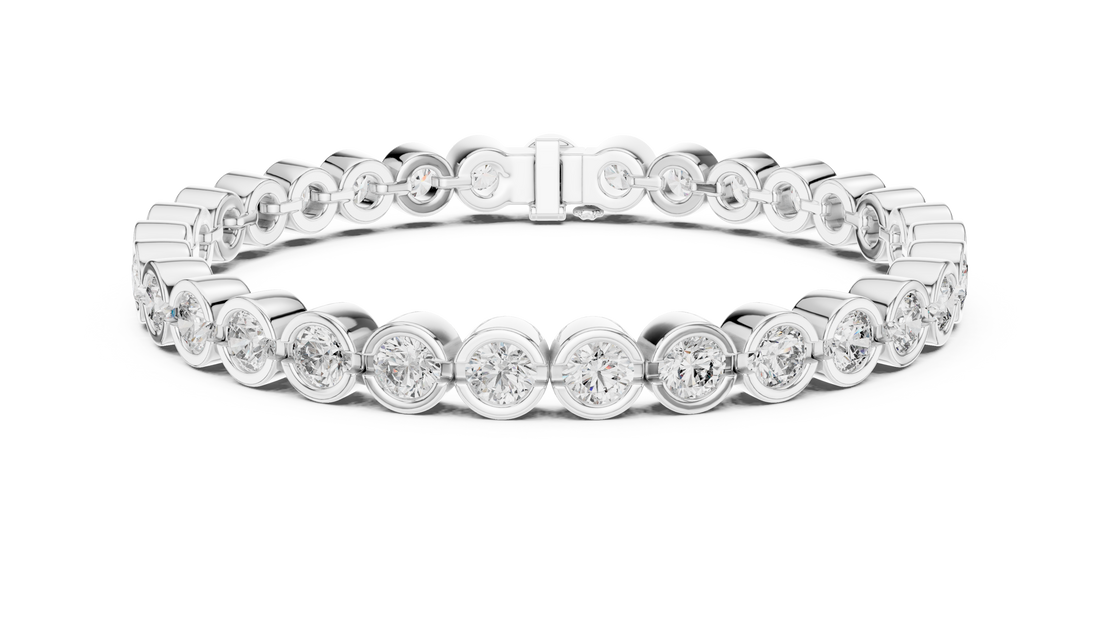 9.3 CT EF VS/SI Lab Grown Certified Round Cut Diamond Tennis Wedding Bracelet For Women's 14K White Gold