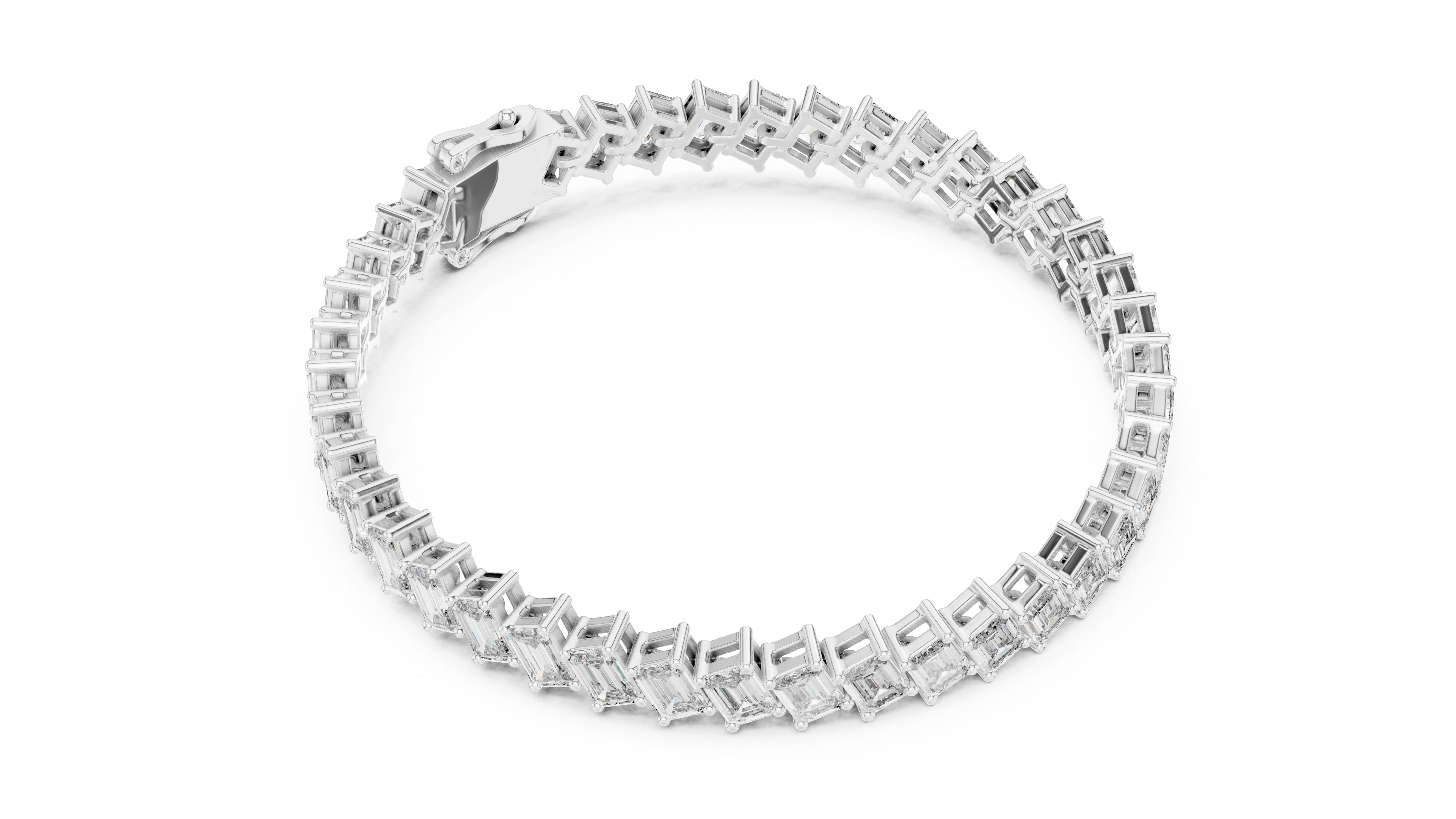 7.52 CT EF VS/SI Lab Grown Certified Emerald Cut Diamond Tennis Wedding Bracelet For Women's 14K Rose Gold