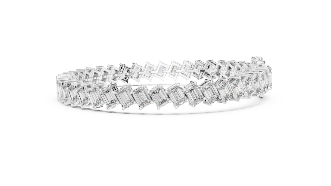 7.52 CT EF VS/SI Lab Grown Certified Emerald Cut Diamond Tennis Wedding Bracelet For Women's 14K Rose Gold