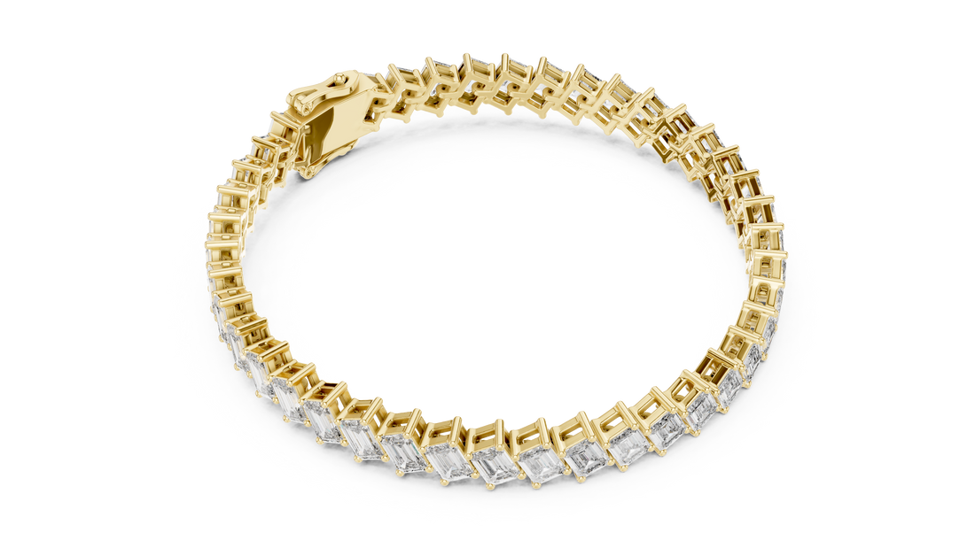 7.52 CT EF VS/SI Lab Grown Certified Emerald Cut Diamond Tennis Wedding Bracelet For Women's 14K Rose Gold