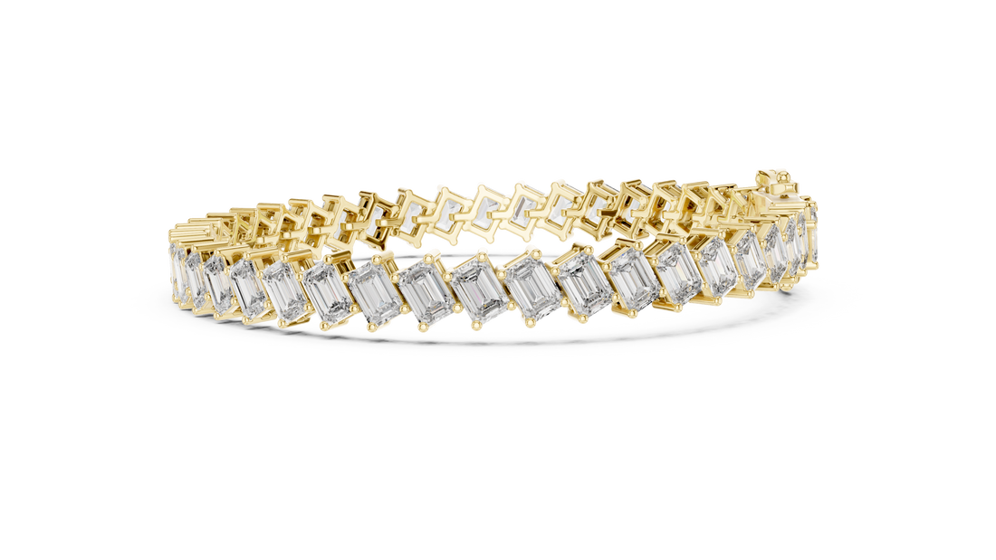 7.52 CT EF VS/SI Lab Grown Certified Emerald Cut Diamond Tennis Wedding Bracelet For Women's 14K Rose Gold