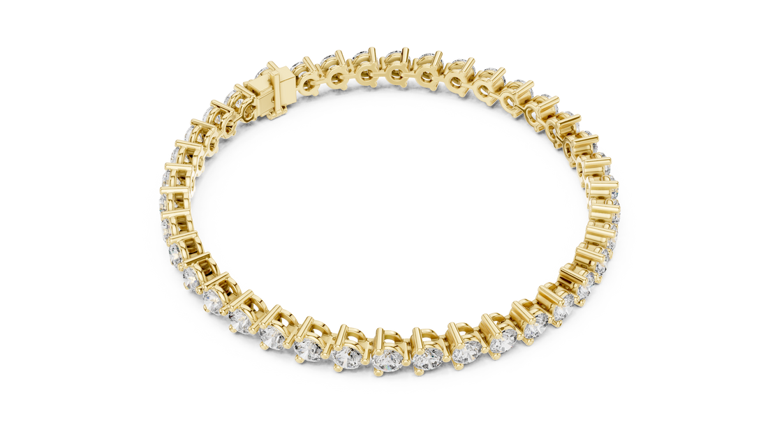 7.98 CT EF VS/SI Lab Grown Certified Round Cut Diamond Tennis Wedding Bracelet For Women's 14K Yellow Gold