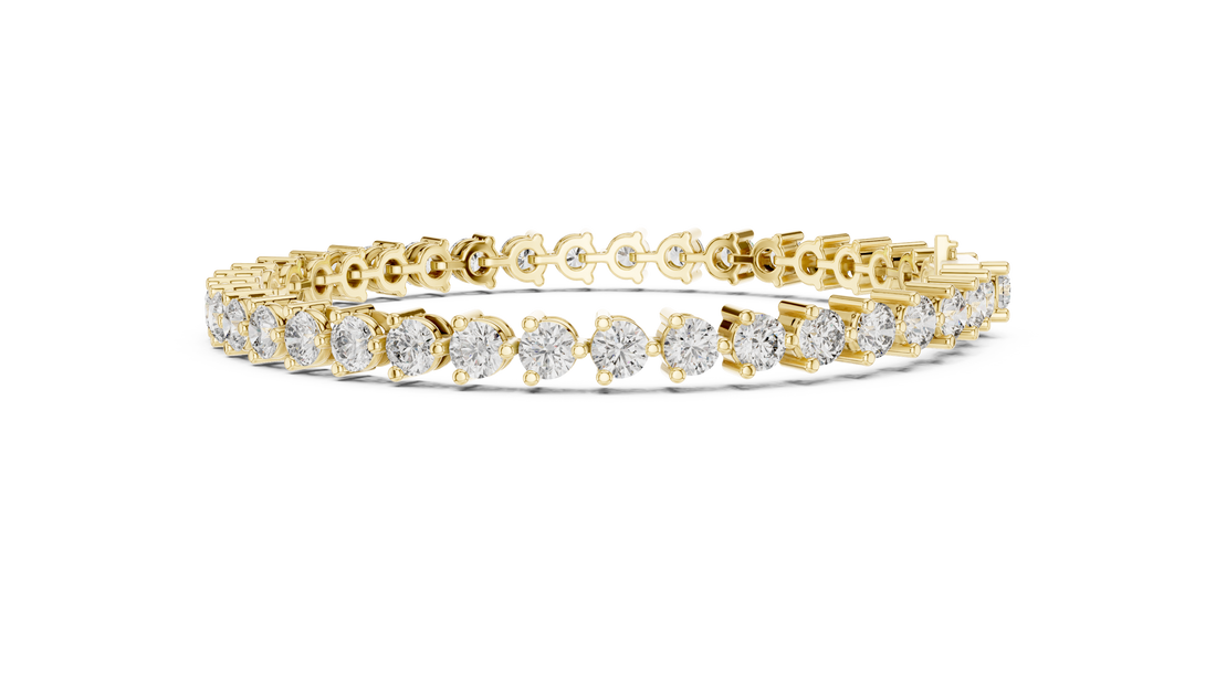 7.98 CT EF VS/SI Lab Grown Certified Round Cut Diamond Tennis Wedding Bracelet For Women's 14K Yellow Gold