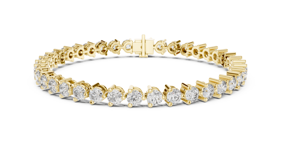 7.98 CT EF VS/SI Lab Grown Certified Round Cut Diamond Tennis Wedding Bracelet For Women's 14K Yellow Gold