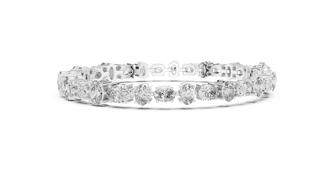 7.71 CT EF VS/SI Lab Grown Certified Oval Cut Diamond Tennis Wedding Bracelet For Women's 14K Rose Gold