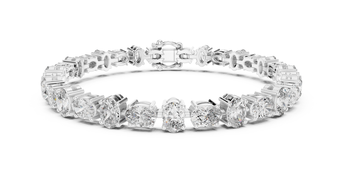 7.71 CT EF VS/SI Lab Grown Certified Oval Cut Diamond Tennis Wedding Bracelet For Women's 14K Rose Gold