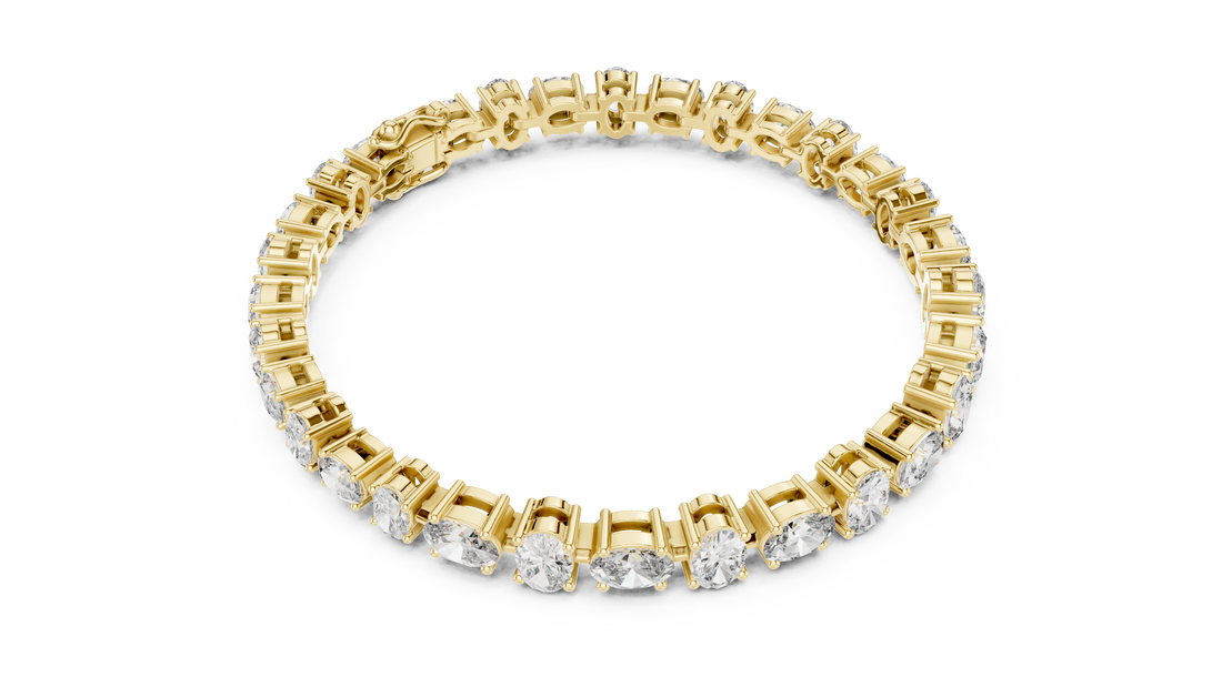 7.71 CT EF VS/SI Lab Grown Certified Oval Cut Diamond Tennis Wedding Bracelet For Women's 14K Rose Gold