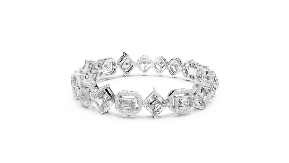 12.04 CT EF VS/SI Lab Grown Certified Diamond Tennis Wedding Bracelet For Women's 14K Yellow Gold