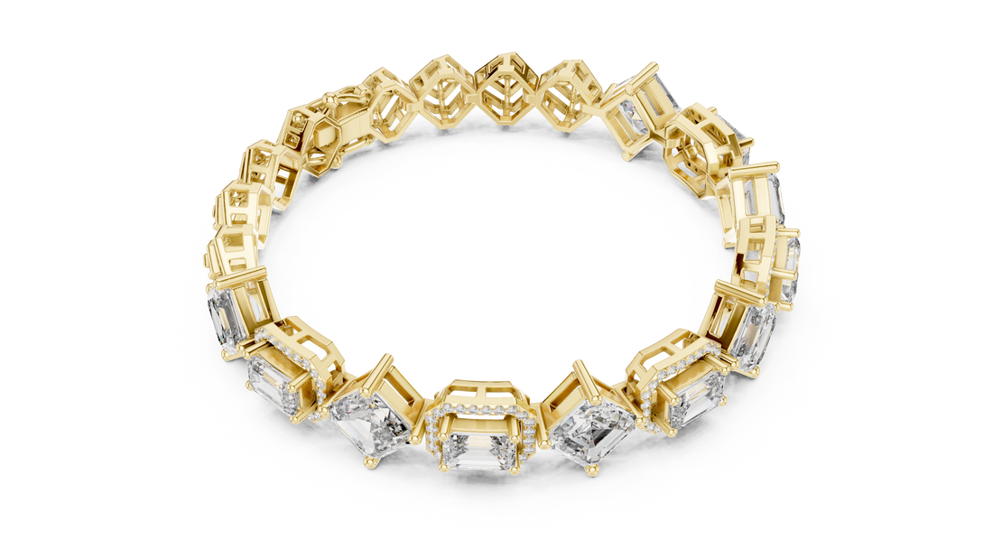 12.04 CT EF VS/SI Lab Grown Certified Diamond Tennis Wedding Bracelet For Women's 14K Yellow Gold