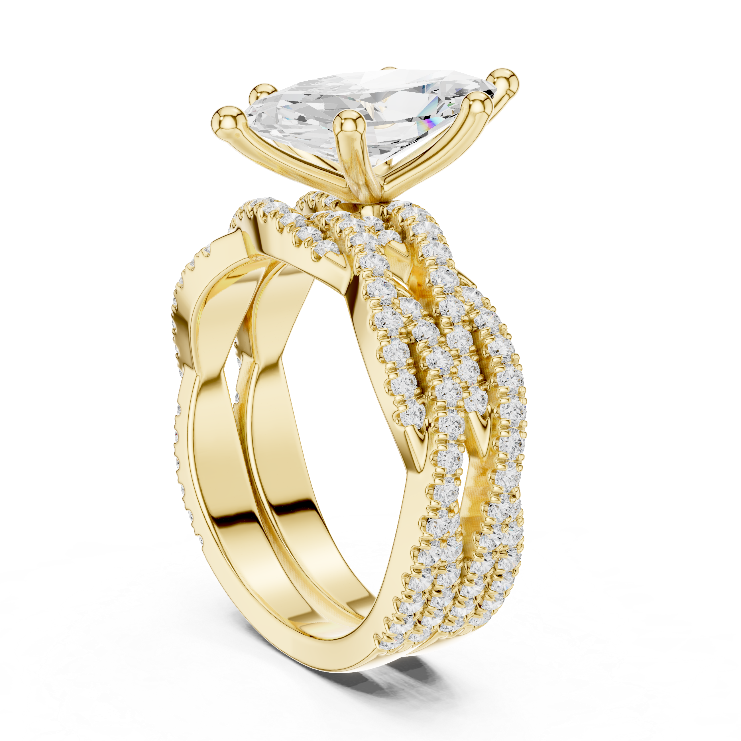 3.23 CT Bridal Set Ring – EF VS/SI Lab-Created Diamond in 14K Yellow Gold | Women's Engagement or Wedding