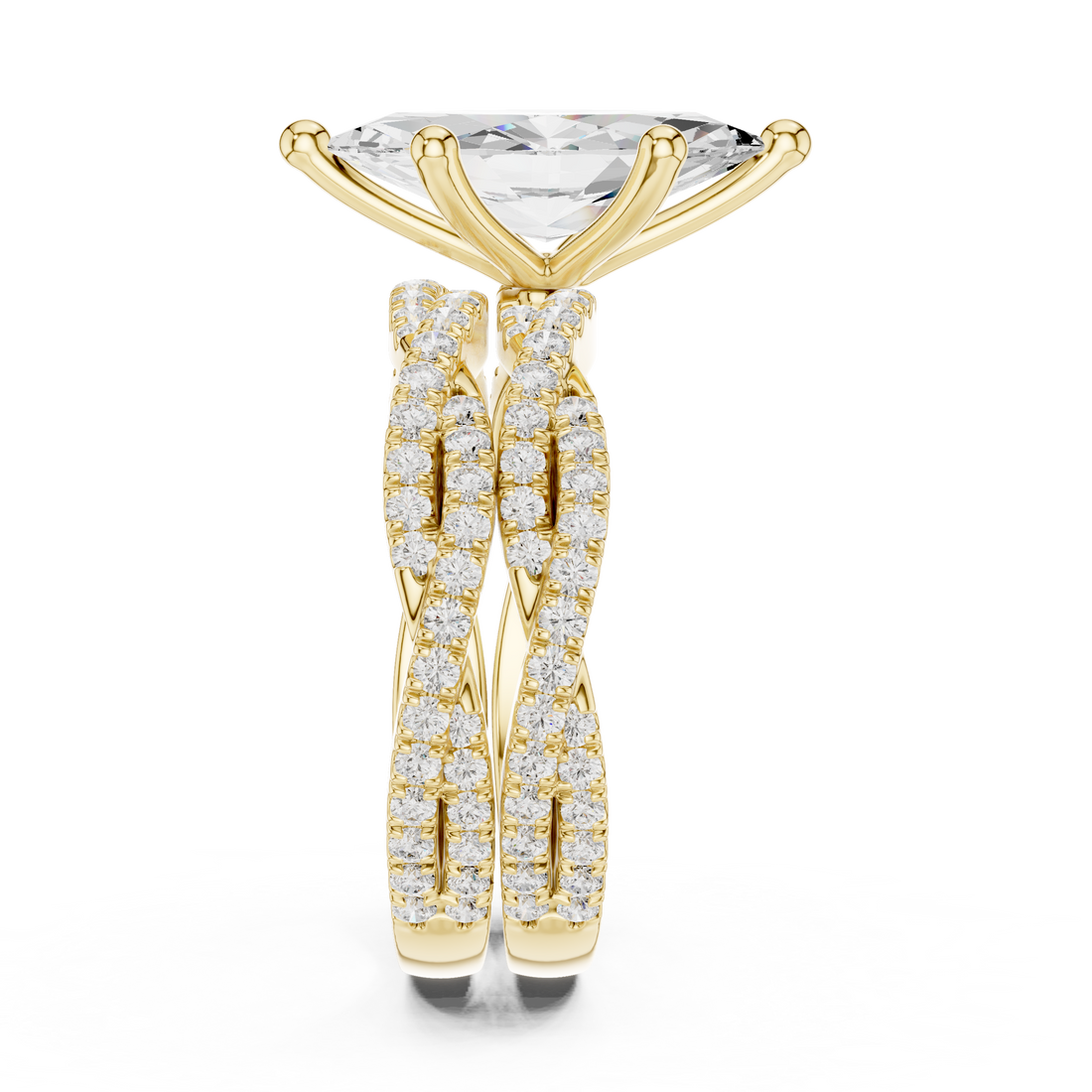 3.23 CT Bridal Set Ring – EF VS/SI Lab-Created Diamond in 14K Yellow Gold | Women's Engagement or Wedding