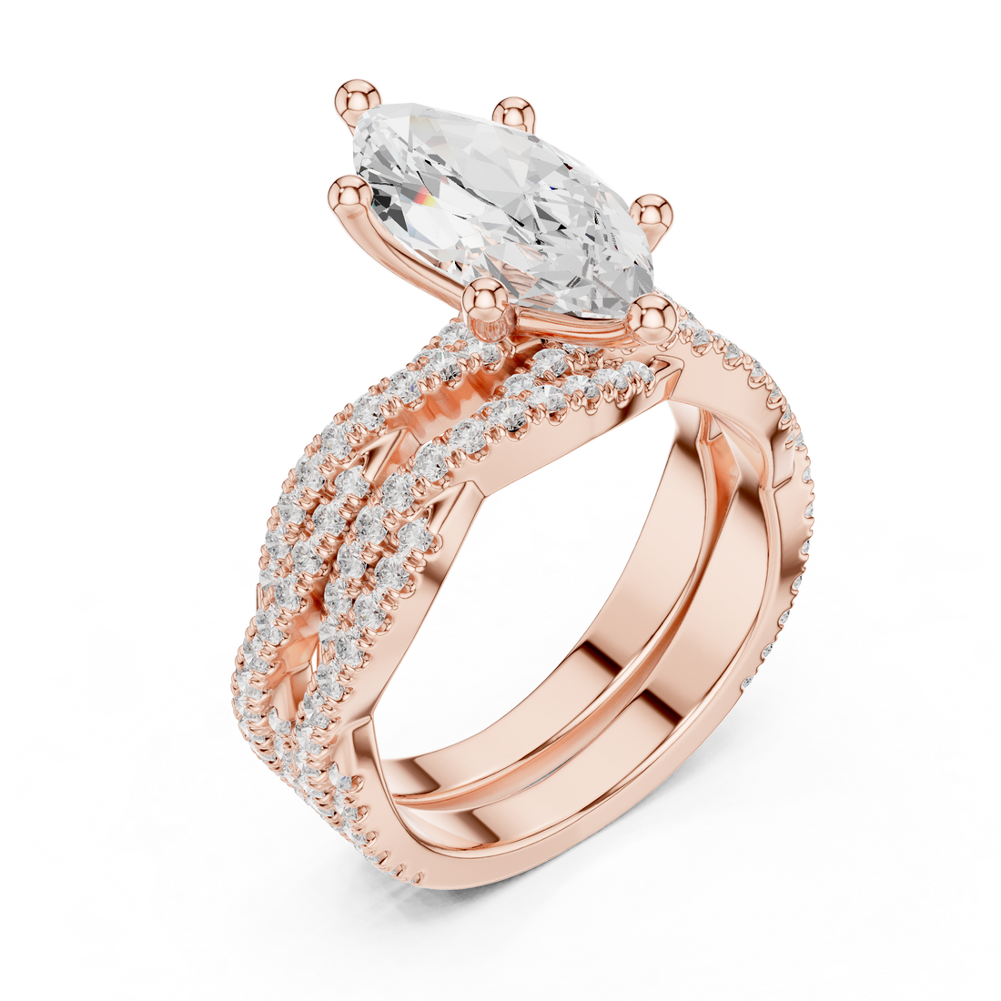 3.23 CT Bridal Set Ring – EF VS/SI Lab-Created Diamond in 14K Yellow Gold | Women's Engagement or Wedding