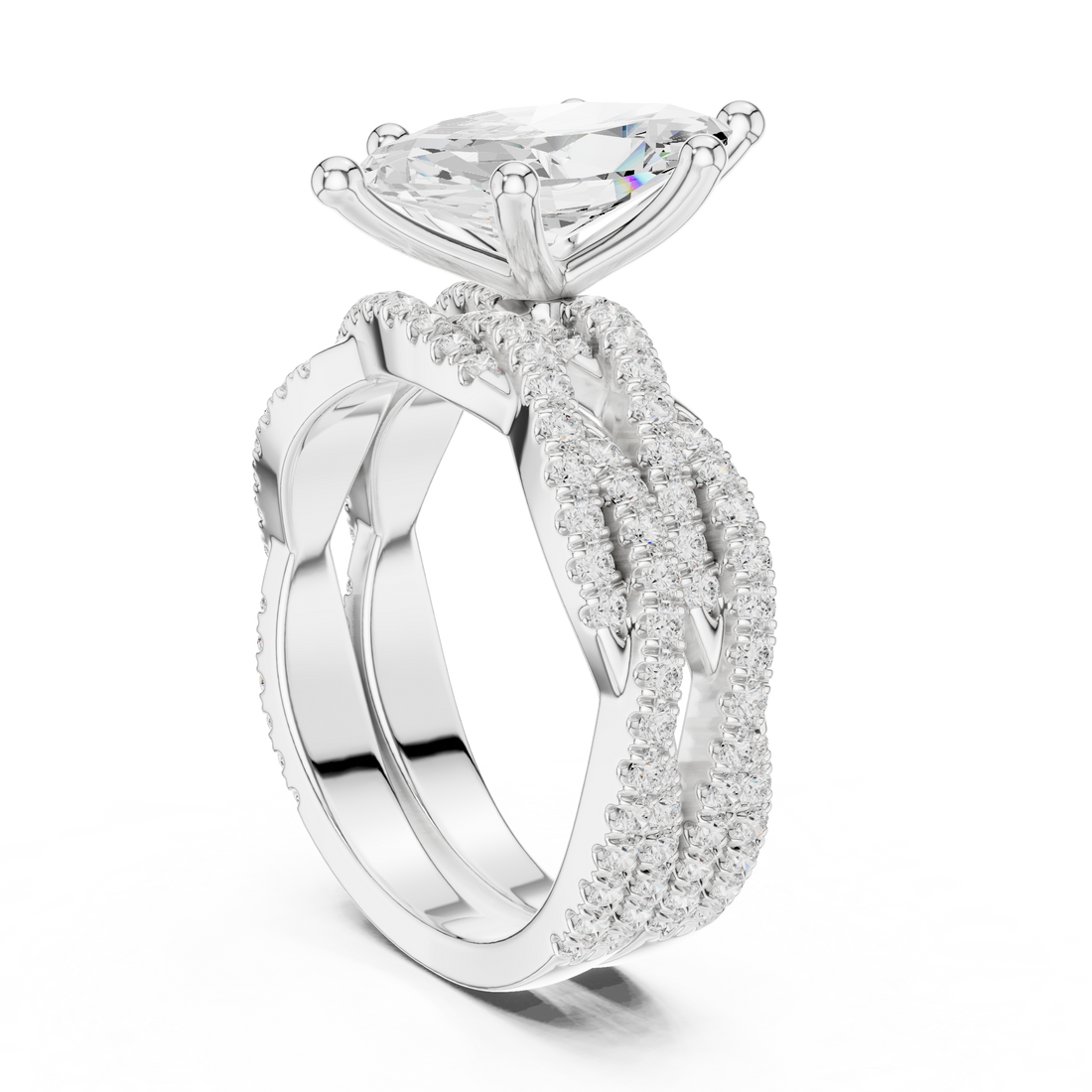 3.23 CT Bridal Set Ring – EF VS/SI Lab-Created Diamond in 14K Yellow Gold | Women's Engagement or Wedding