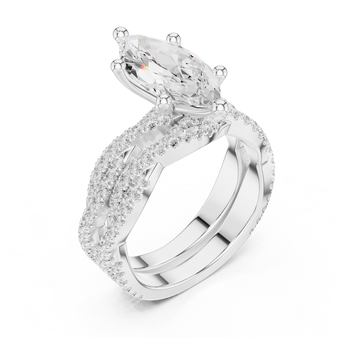 3.23 CT Bridal Set Ring – EF VS/SI Lab-Created Diamond in 14K Yellow Gold | Women's Engagement or Wedding