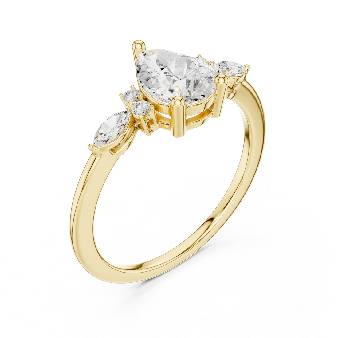 1.19 Carat Certified Lab-Grown Diamond Engagement Ring For Women's Prong Set 14K Gold Wedding Ring