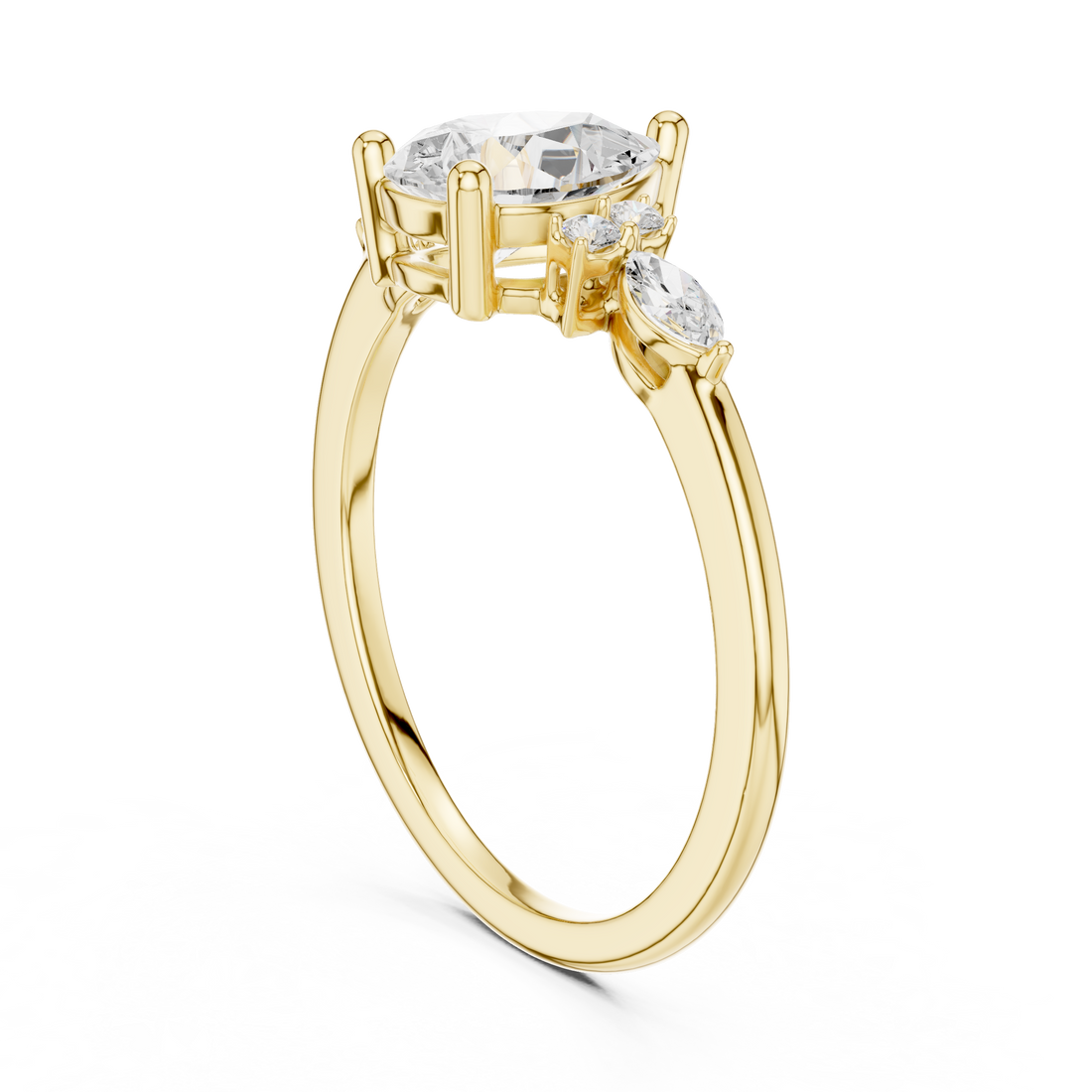 1.19 Carat Certified Lab-Grown Diamond Engagement Ring For Women's Prong Set 14K Gold Wedding Ring