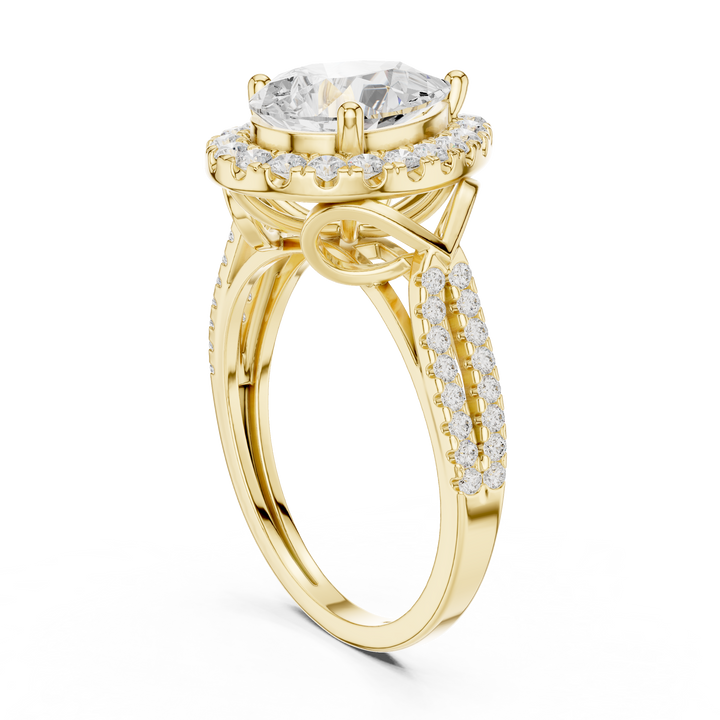 2.34Carat Certified Lab-Grown Diamond Engagement Ring For Women's Prong Set 14K Gold Wedding Ring