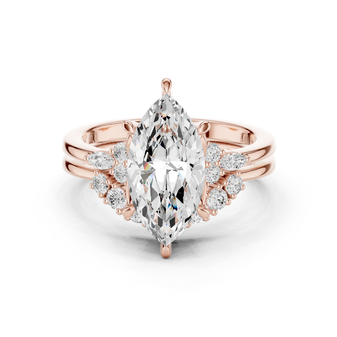 2.92 Carat Bridal Set Ring – EF VS/SI Lab-Created Diamond in 14K Rose Gold | Women's Engagement or Wedding