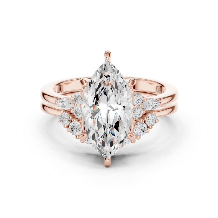 2.92 Carat Bridal Set Ring – EF VS/SI Lab-Created Diamond in 14K Rose Gold | Women's Engagement or Wedding