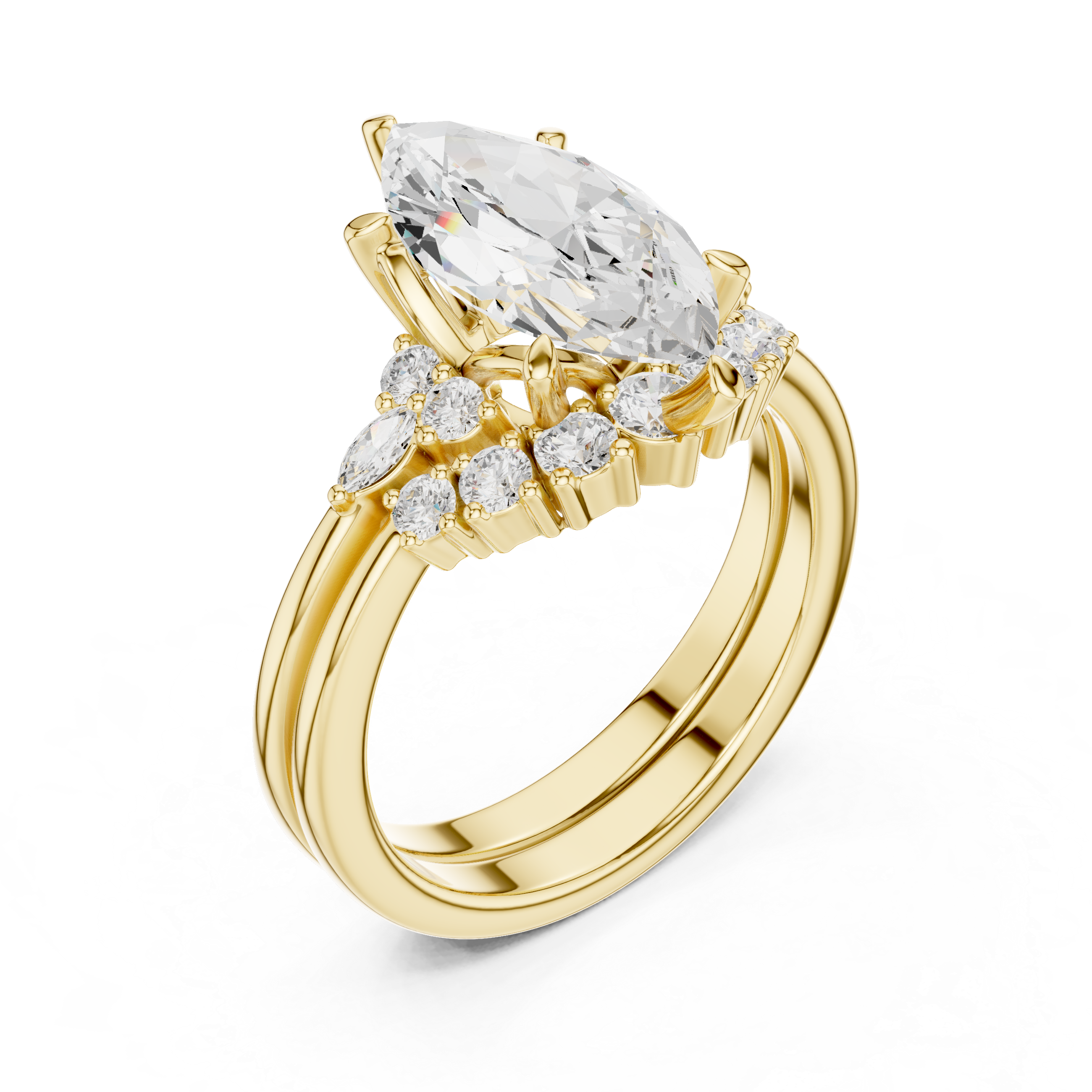 2.92 Carat Bridal Set Ring – EF VS/SI Lab-Created Diamond in 14K Rose Gold | Women's Engagement or Wedding