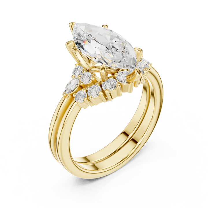2.92 Carat Bridal Set Ring – EF VS/SI Lab-Created Diamond in 14K Rose Gold | Women's Engagement or Wedding