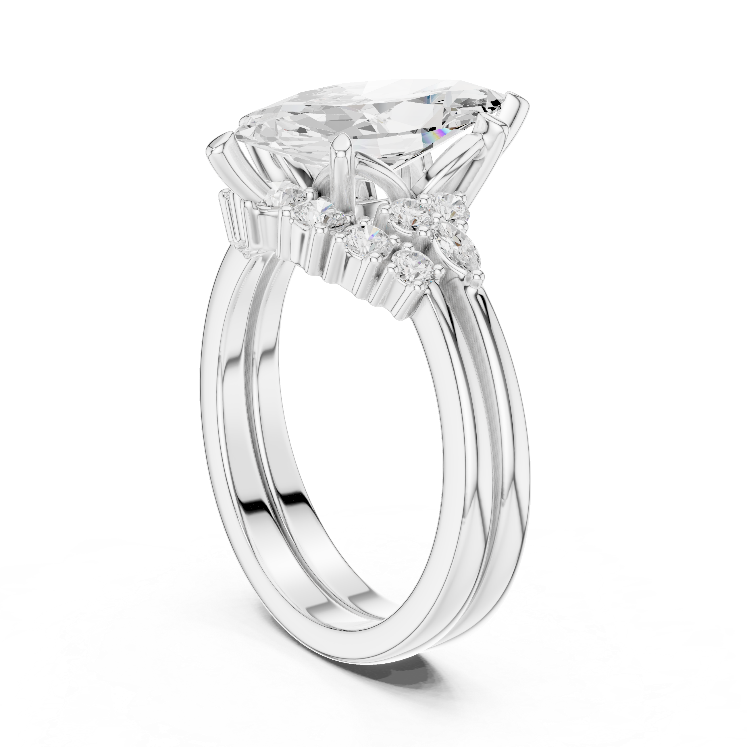 2.92 Carat Bridal Set Ring – EF VS/SI Lab-Created Diamond in 14K Rose Gold | Women's Engagement or Wedding