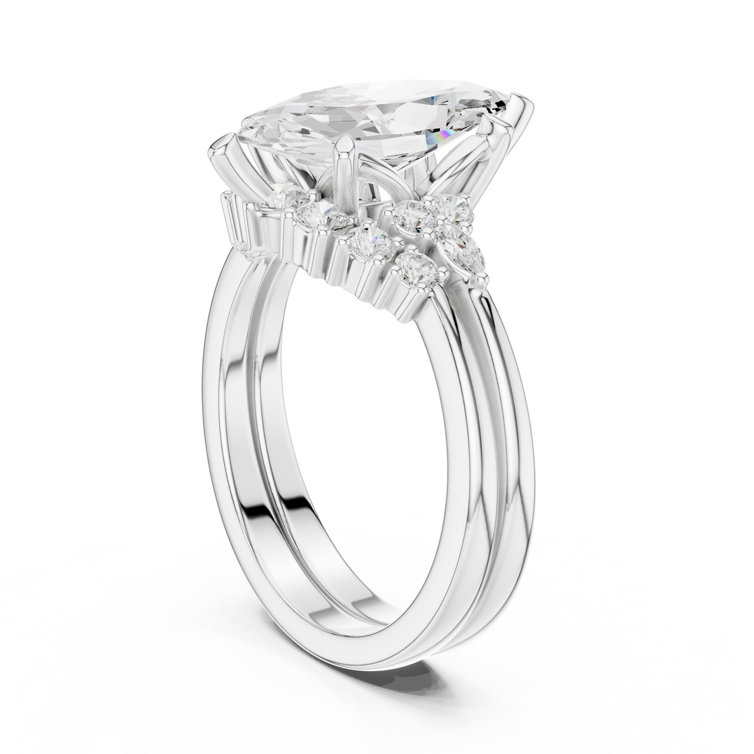 2.92 Carat Bridal Set Ring – EF VS/SI Lab-Created Diamond in 14K Rose Gold | Women's Engagement or Wedding