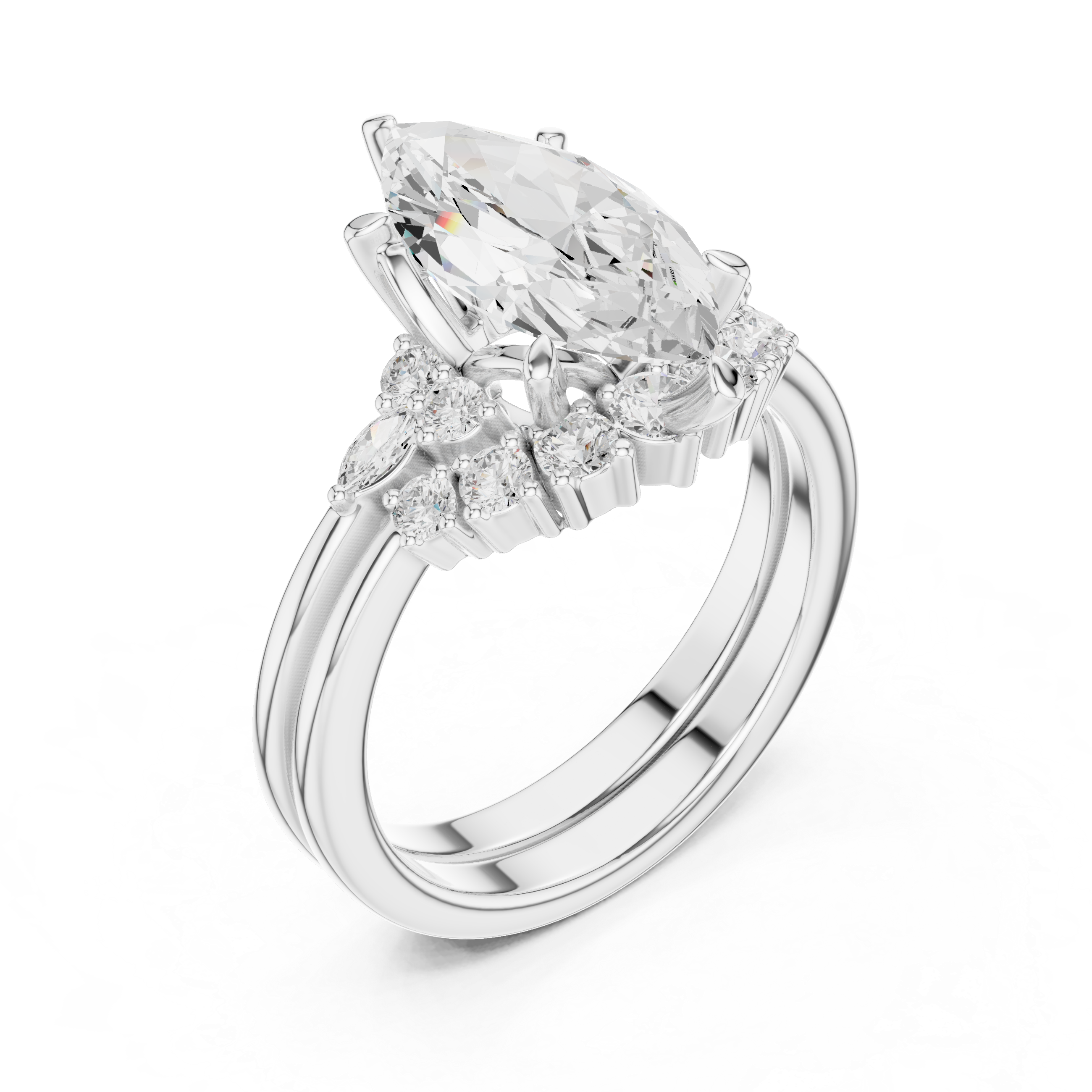2.92 Carat Bridal Set Ring – EF VS/SI Lab-Created Diamond in 14K Rose Gold | Women's Engagement or Wedding