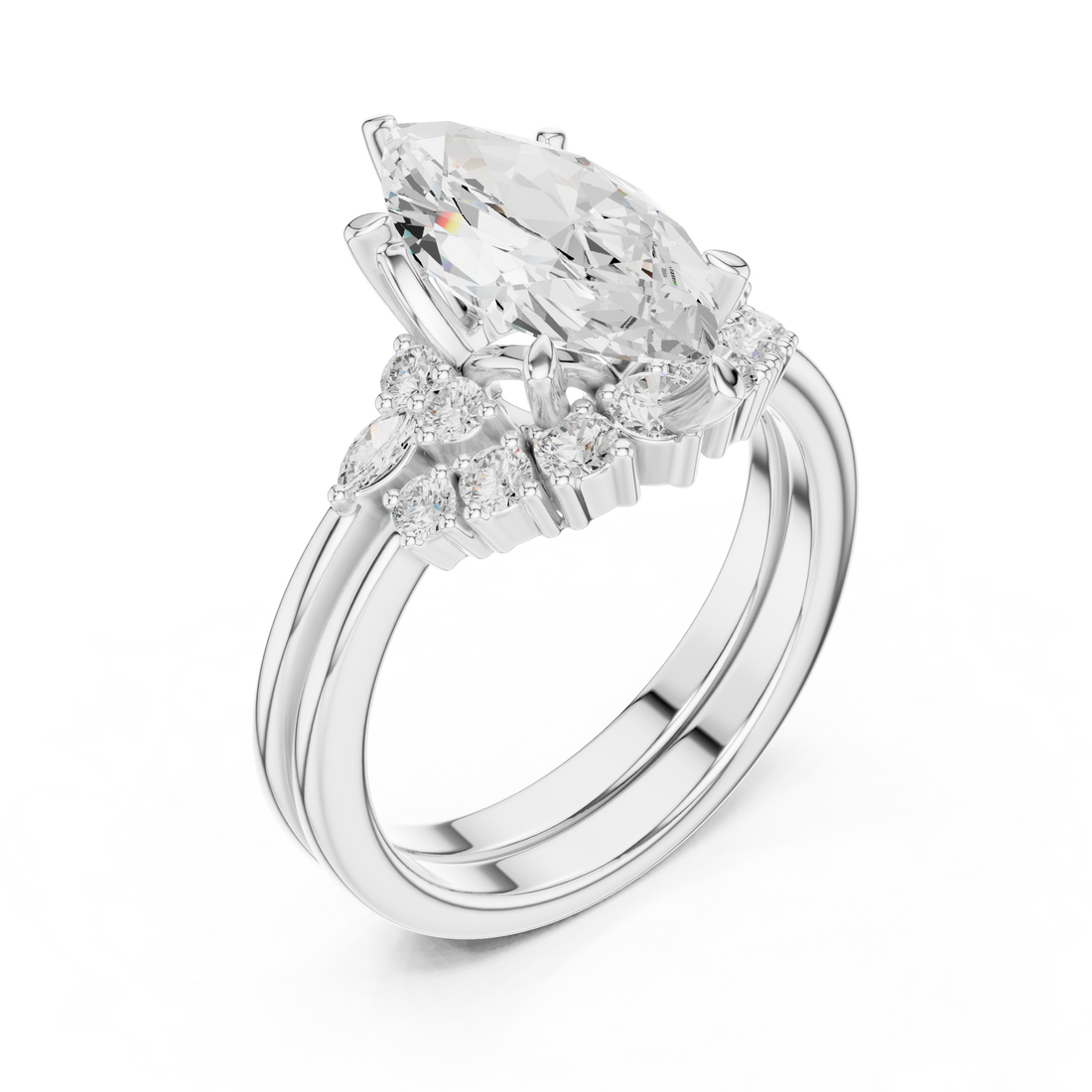 2.92 Carat Bridal Set Ring – EF VS/SI Lab-Created Diamond in 14K Rose Gold | Women's Engagement or Wedding