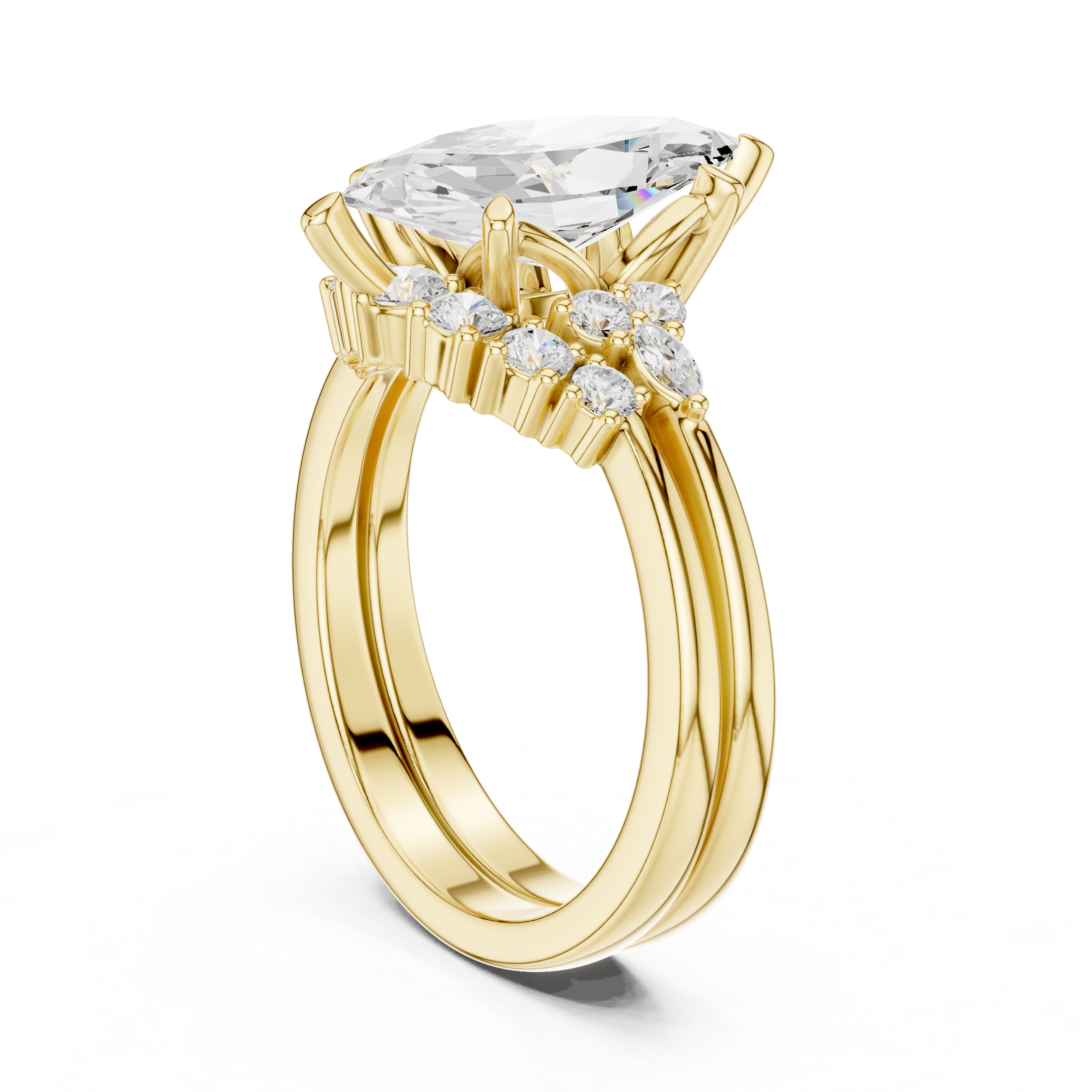 2.92 Carat Bridal Set Ring – EF VS/SI Lab-Created Diamond in 14K Rose Gold | Women's Engagement or Wedding