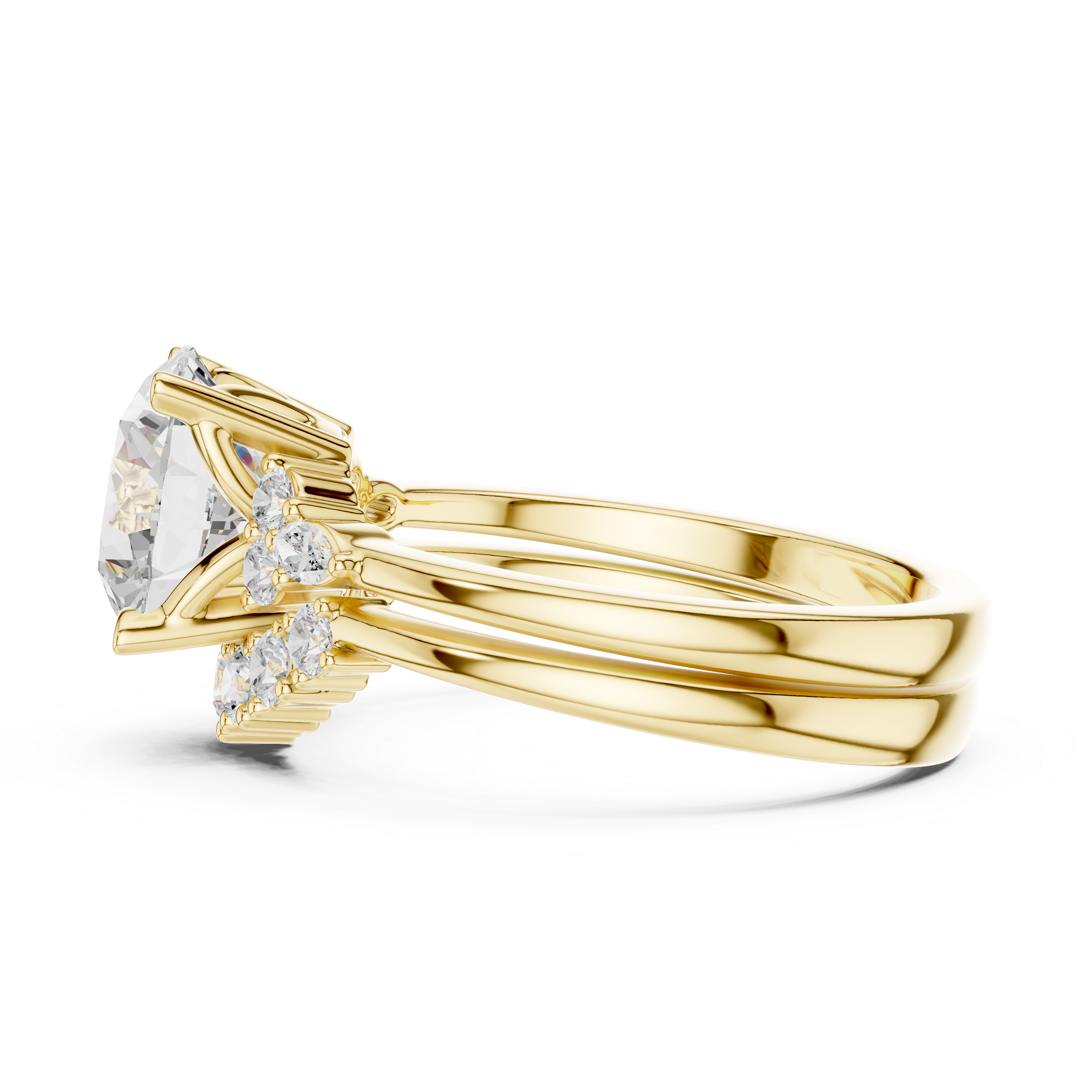 2.92 CT Bridal Set Ring – EF VS/SI Lab-Created Diamond in 14K Yellow Gold | Women's Engagement or Wedding