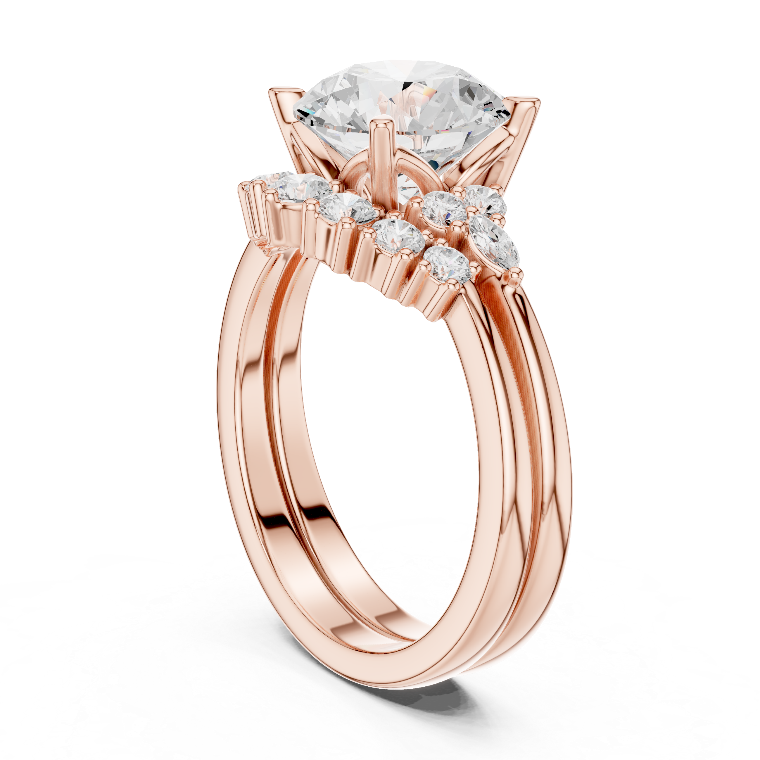 2.92 CT Bridal Set Ring – EF VS/SI Lab-Created Diamond in 14K Yellow Gold | Women's Engagement or Wedding