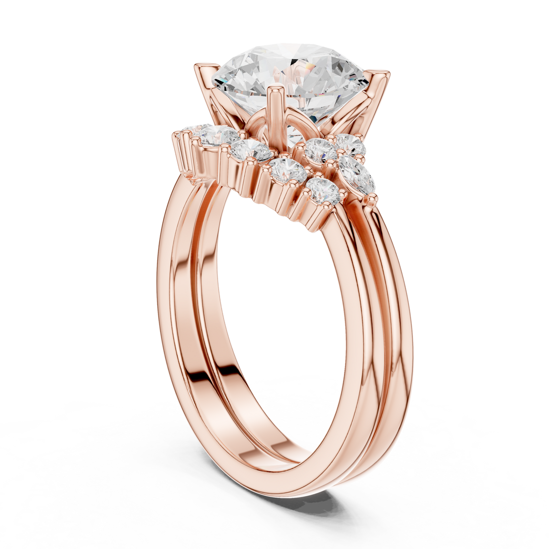 2.92 CT Bridal Set Ring – EF VS/SI Lab-Created Diamond in 14K Yellow Gold | Women's Engagement or Wedding