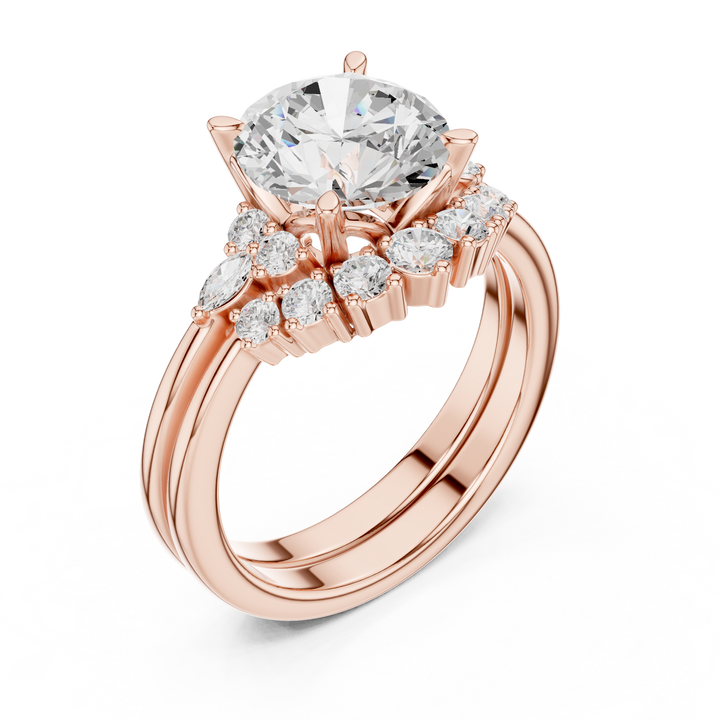 2.92 CT Bridal Set Ring – EF VS/SI Lab-Created Diamond in 14K Yellow Gold | Women's Engagement or Wedding