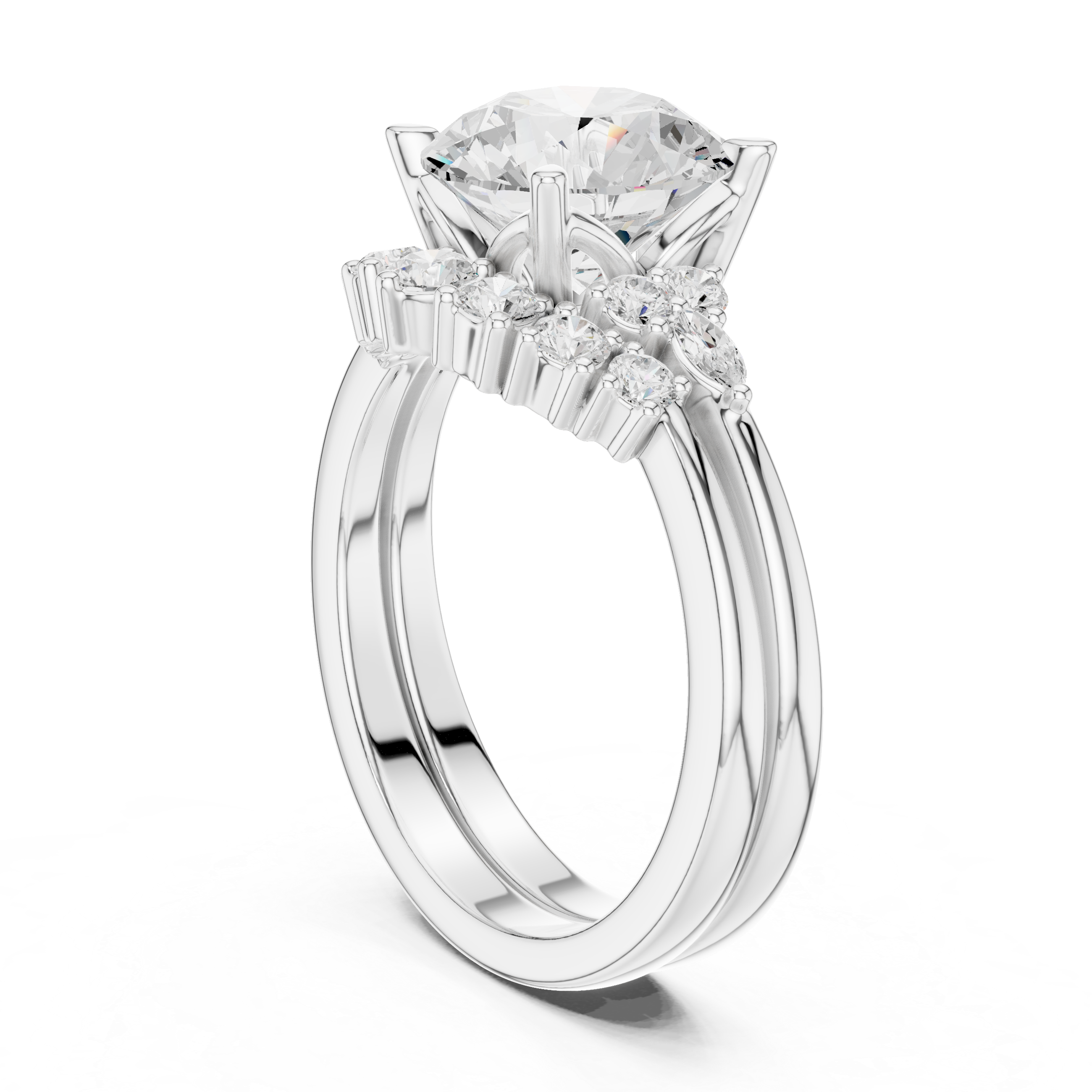 2.92 CT Bridal Set Ring – EF VS/SI Lab-Created Diamond in 14K Yellow Gold | Women's Engagement or Wedding