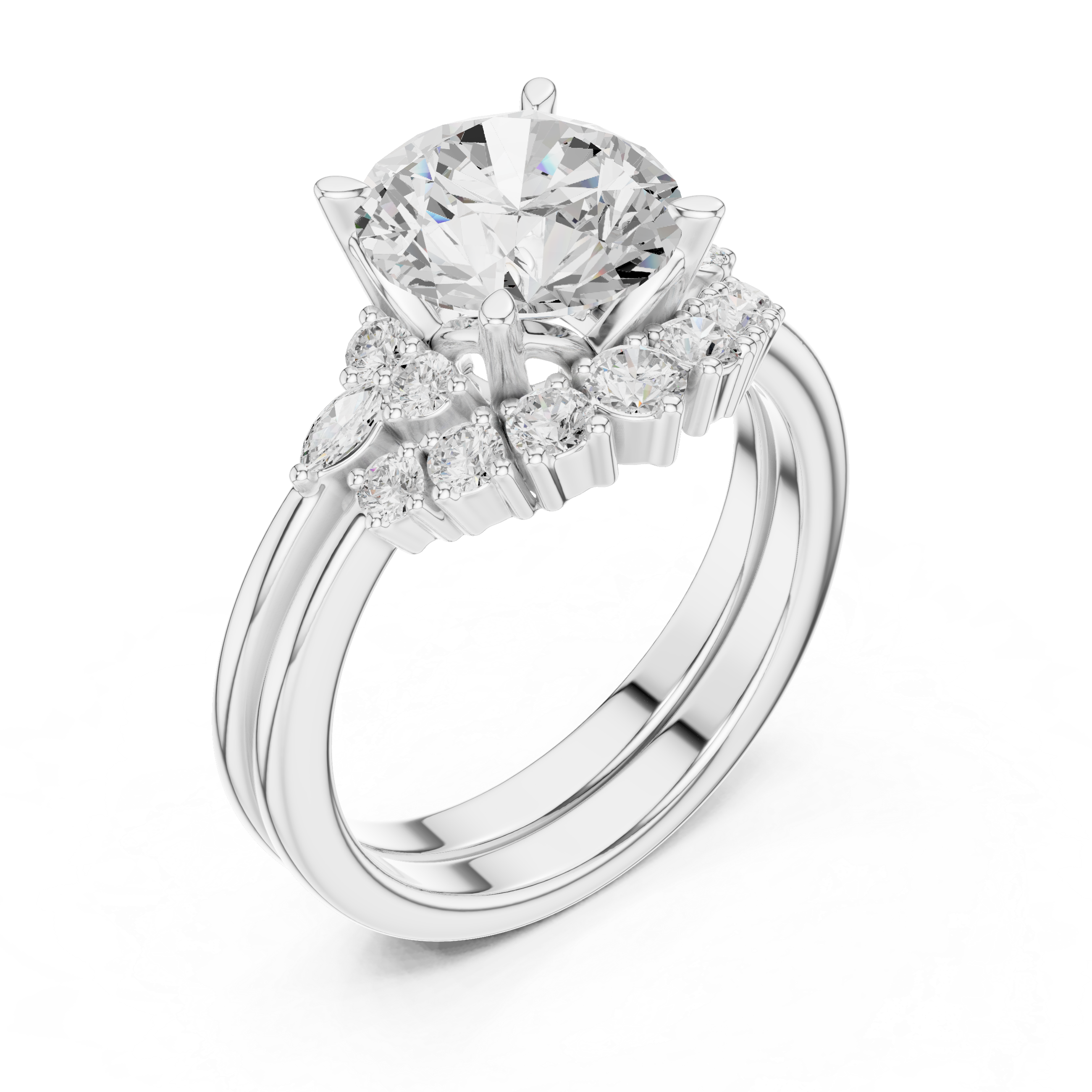 2.92 CT Bridal Set Ring – EF VS/SI Lab-Created Diamond in 14K Yellow Gold | Women's Engagement or Wedding