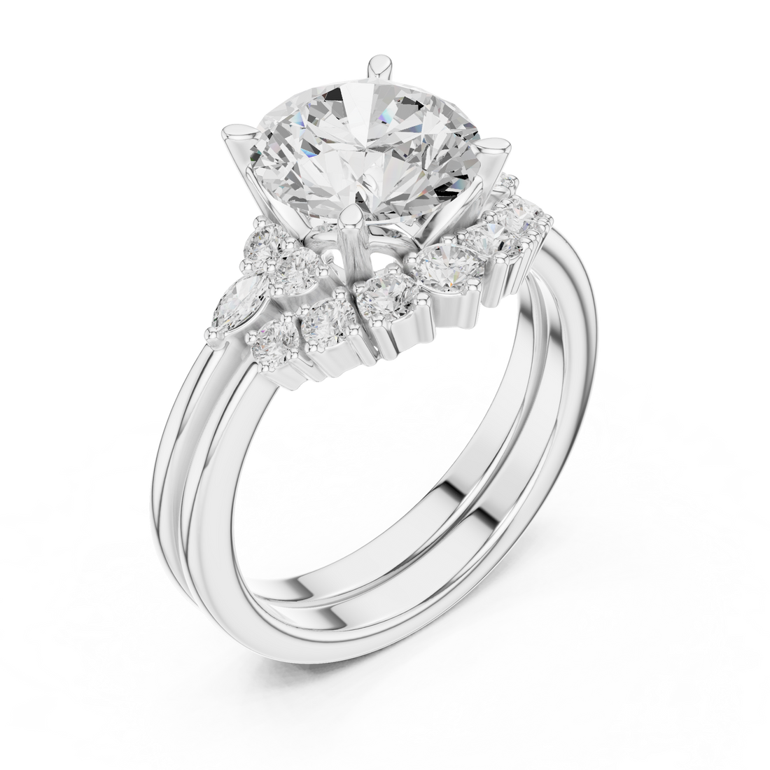 2.92 CT Bridal Set Ring – EF VS/SI Lab-Created Diamond in 14K Yellow Gold | Women's Engagement or Wedding