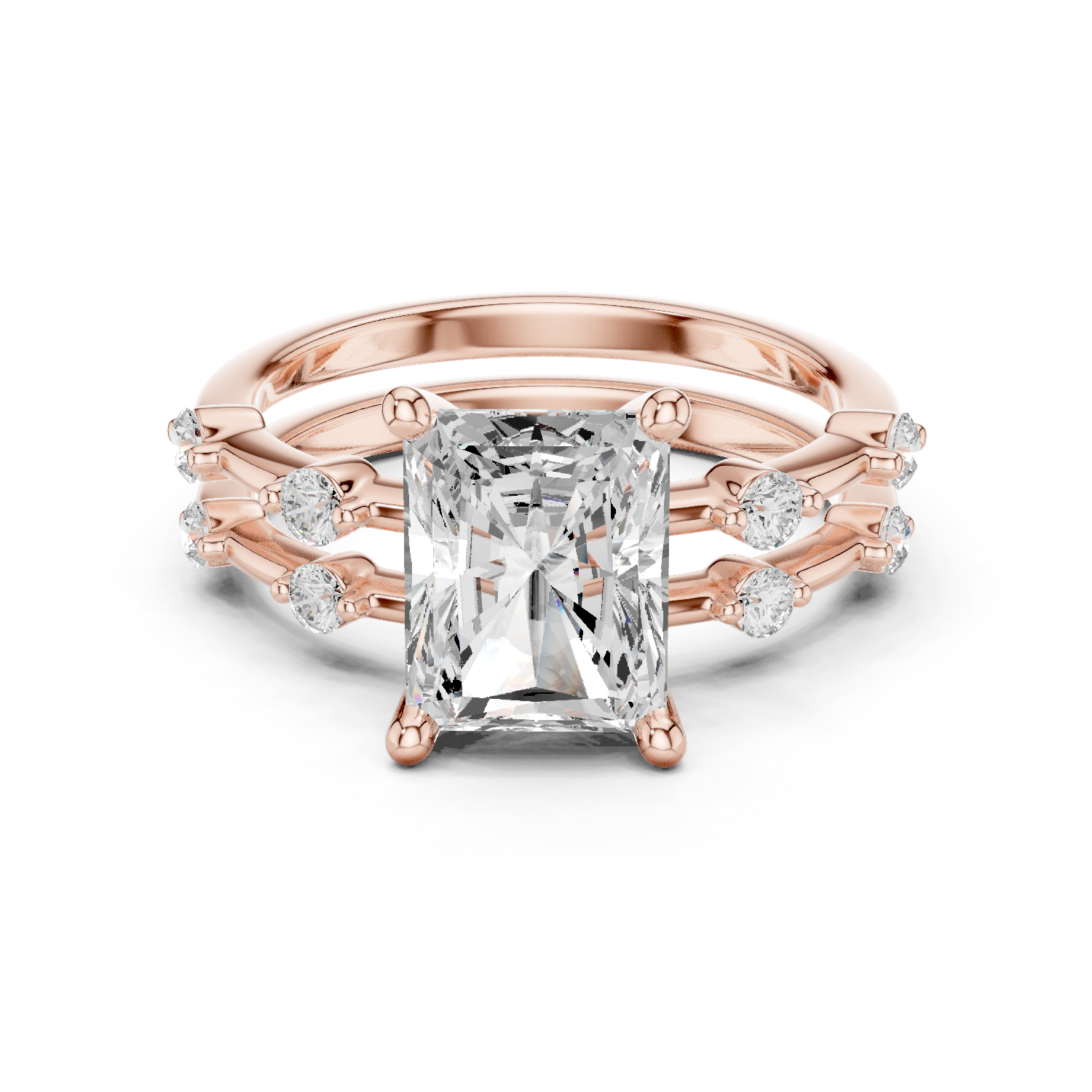 2.86 CT Bridal Set Ring – EF VS/SI Lab-Created Diamond in 14K Rose Gold | Women's Engagement or Wedding