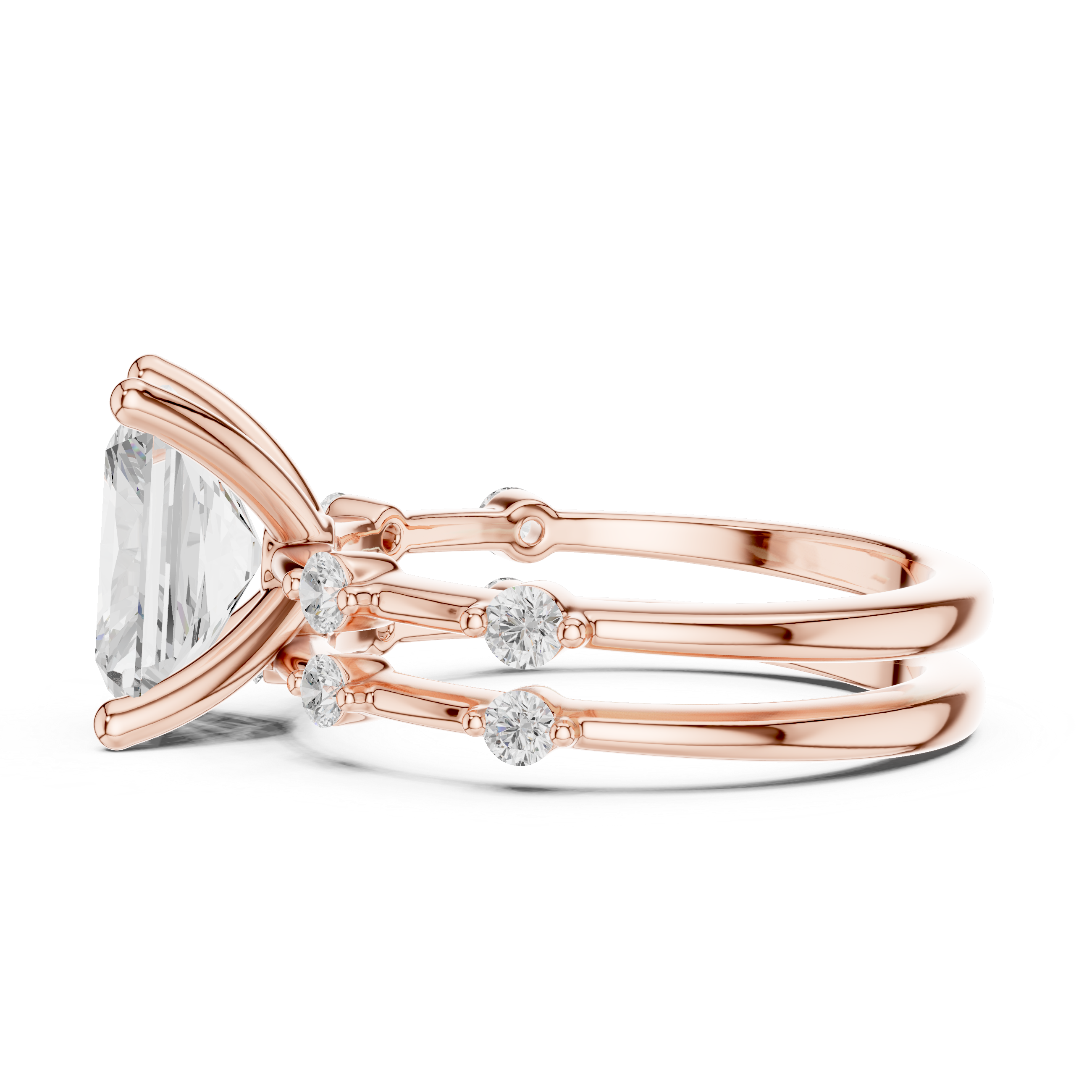 2.86 CT Bridal Set Ring – EF VS/SI Lab-Created Diamond in 14K Rose Gold | Women's Engagement or Wedding