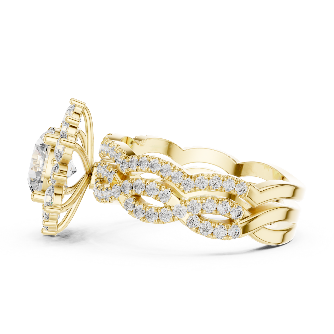 EF VS/SI Lab-Created Certified Diamond Bridal Set Ring – in 14K Rose Gold | Women's Engagement or Wedding